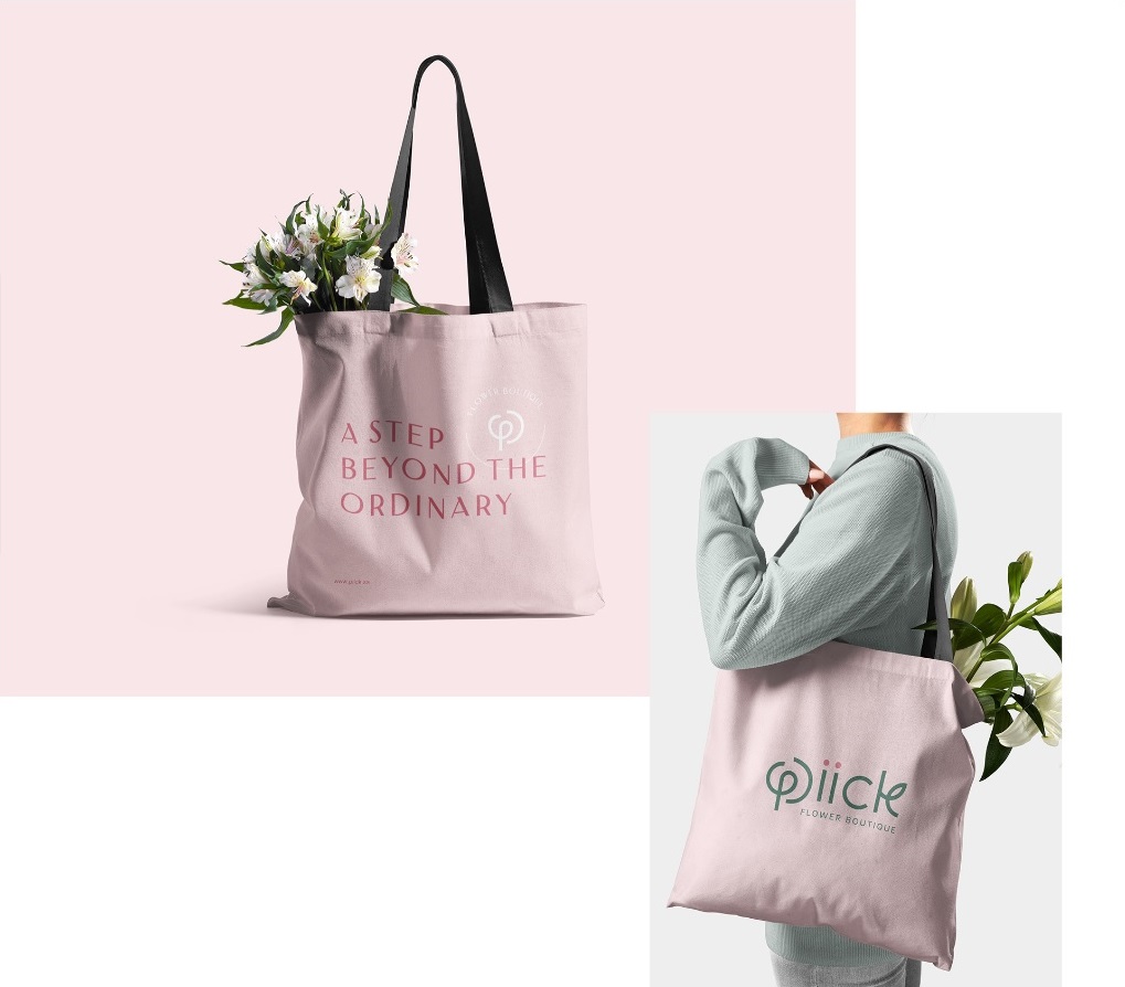 bavlněná taška s potiskem, světle růžová