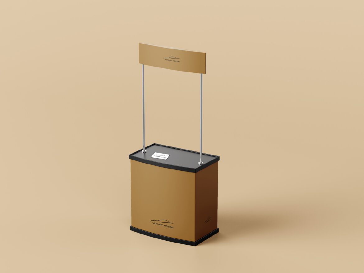 prázdný, špatně připravený veletržní stánek