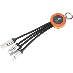 Kabel 3 v 1 s podsvíceným logem v dřevěném pouzdře