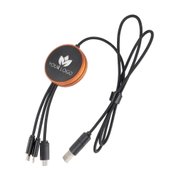 Kabel s bezdrátovou nabíječkou 4v1 s dřevěným pouzdrem - i5w