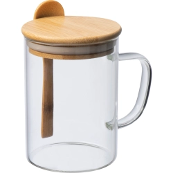 Skleněný hrnek s lžičkou 420ml