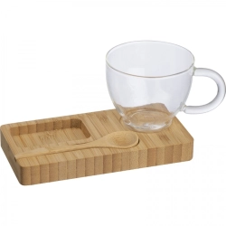 Tác s lžičkou a skleněným hrnkem 150 ml