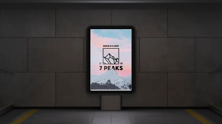 Vertikální podsvícený reklamní světelný panel na stěně
