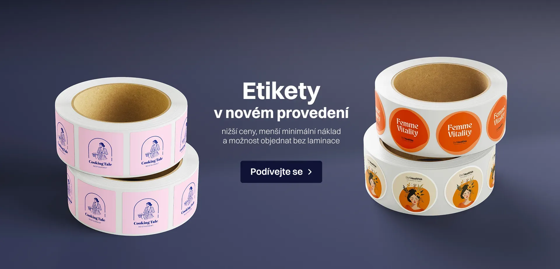 Etikety v novem provedeni nizsi ceny, mensi minimalni naklad a moznost objednat bez laminace