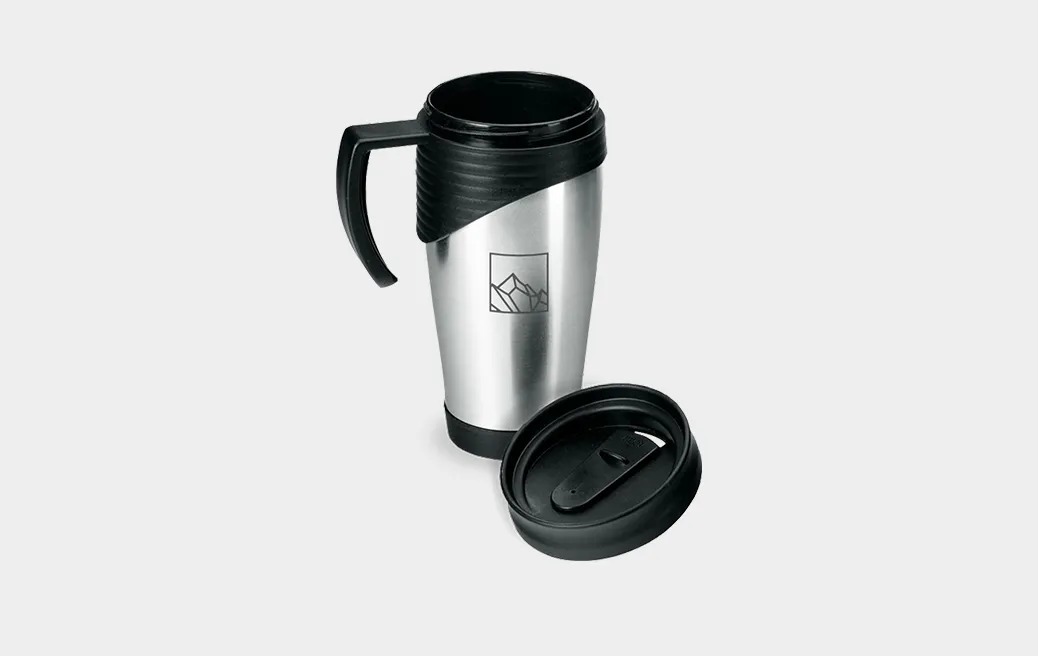 Nerezovo plastový termohrnek s uchem 400 ml